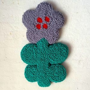 Handcrafted Punch Needle Tufted Wall Art Flower: Light Purple | Wool/Acrylic
